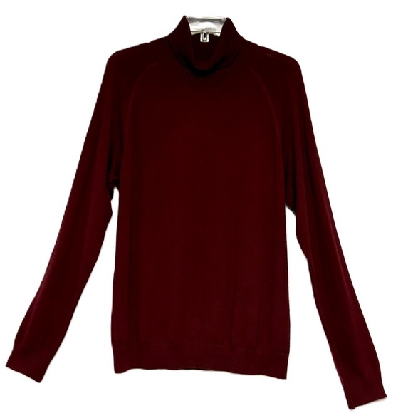 Kenneth Cole Mens Knit Turtleneck Sweater Raglan Sleeves Maroon Red Large - Picture 4 of 15